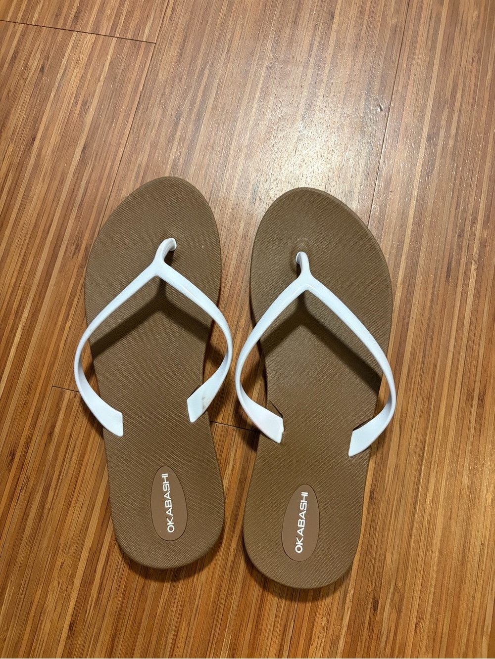 Okabashi Women’s Brown Sandals with White Straps